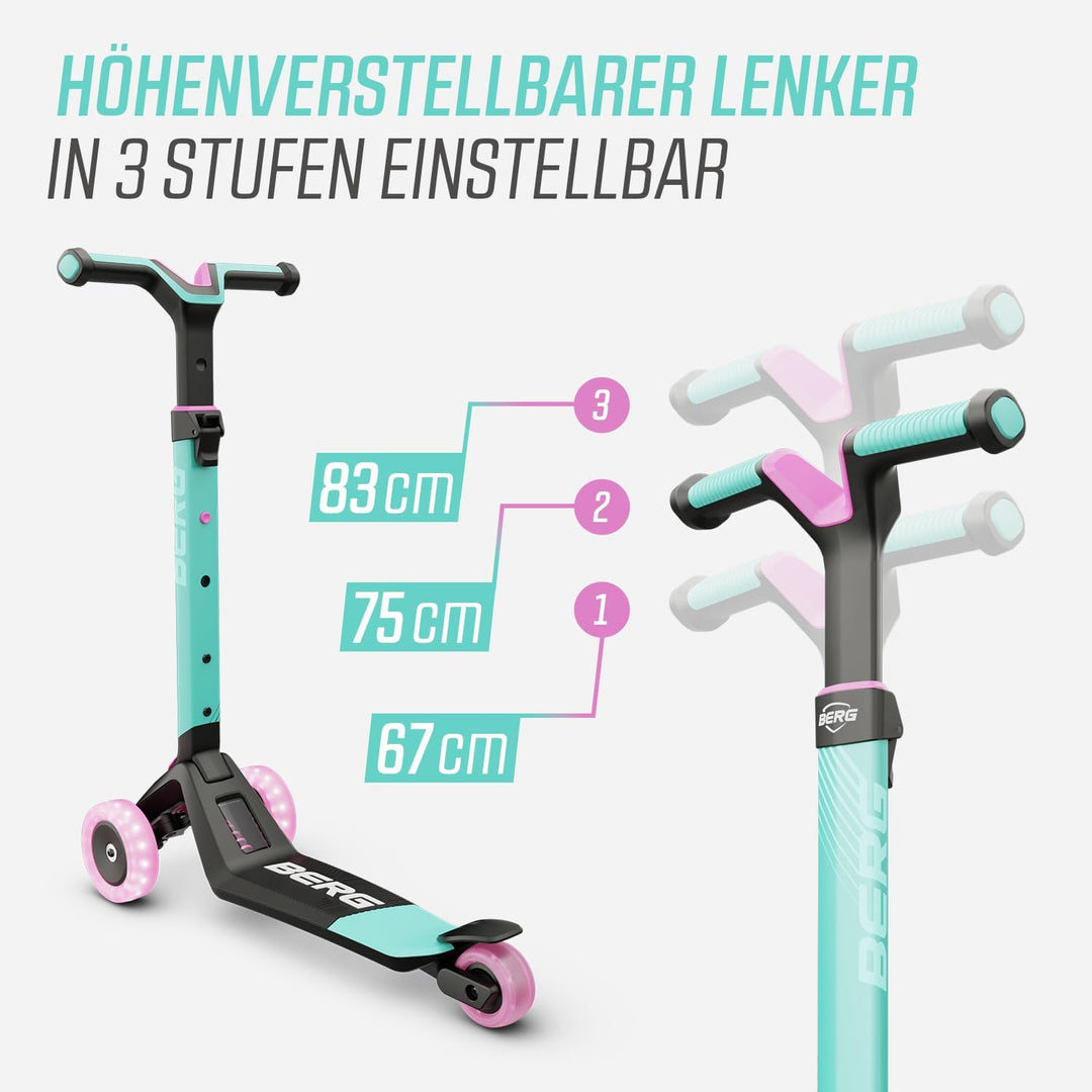 BERG Nexo Kinderroller Kinderscooter faltbar ab 2 Jahre | Höhenverstellbarer Tretroller Scooter | Dr
