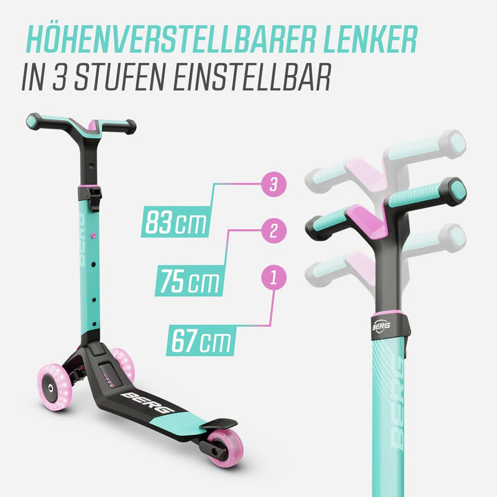 BERG Nexo Kinderroller Kinderscooter faltbar ab 2 Jahre | Höhenverstellbarer Tretroller Scooter | Dr