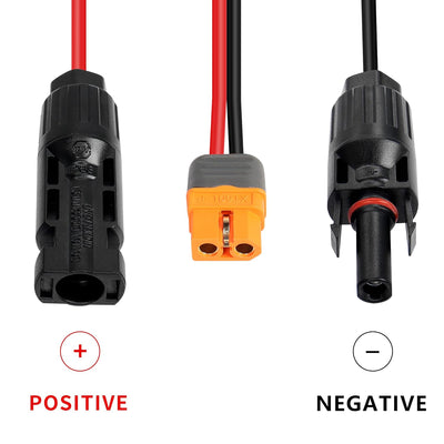 RIIEYOCA 12AWG Solar Stecker auf XT60i Adapter Stecker Verlängerungskabel, Solar Ladekabel für Solar