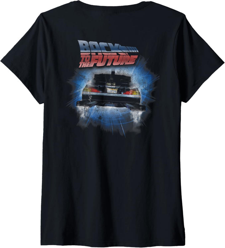 Back To The Future DeLorean Breakthrough T-Shirt mit V-Ausschnitt