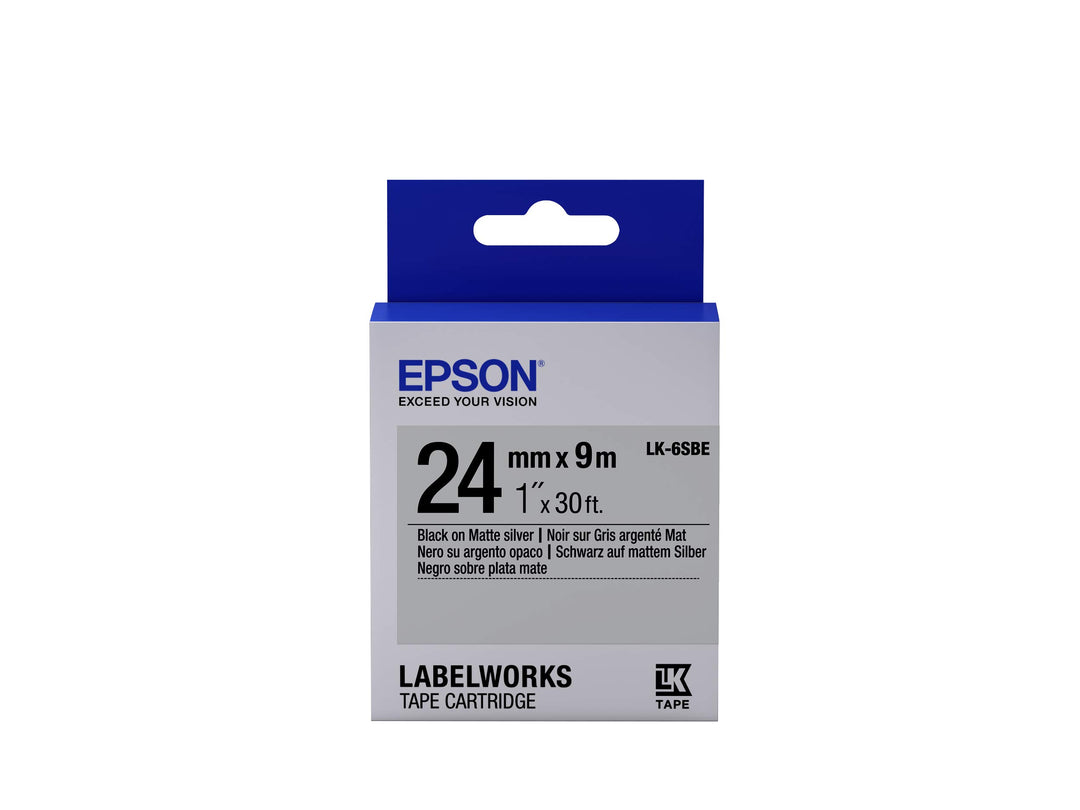 Epson lk-6sbe – Bänder für Drucker Etiketten (schwarz auf silber, LabelWorks LW-600P LabelWorks LW L
