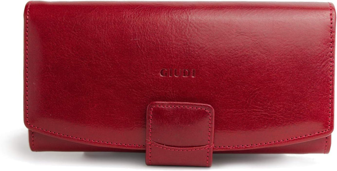 GIUDI ® Geldbörse Damen Leder Rot Clutch Abendtasche Gross Mit Vielen Fächern Echtleder Portemonnaie