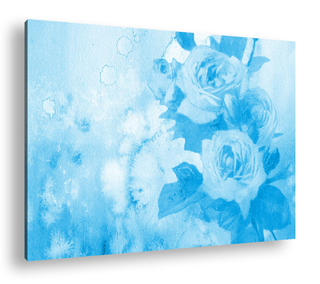 deyoli Illustration einer Rosa Rose Format 80x60 Effekt: Monocrome Blau als Leinwandbild, Motiv fert