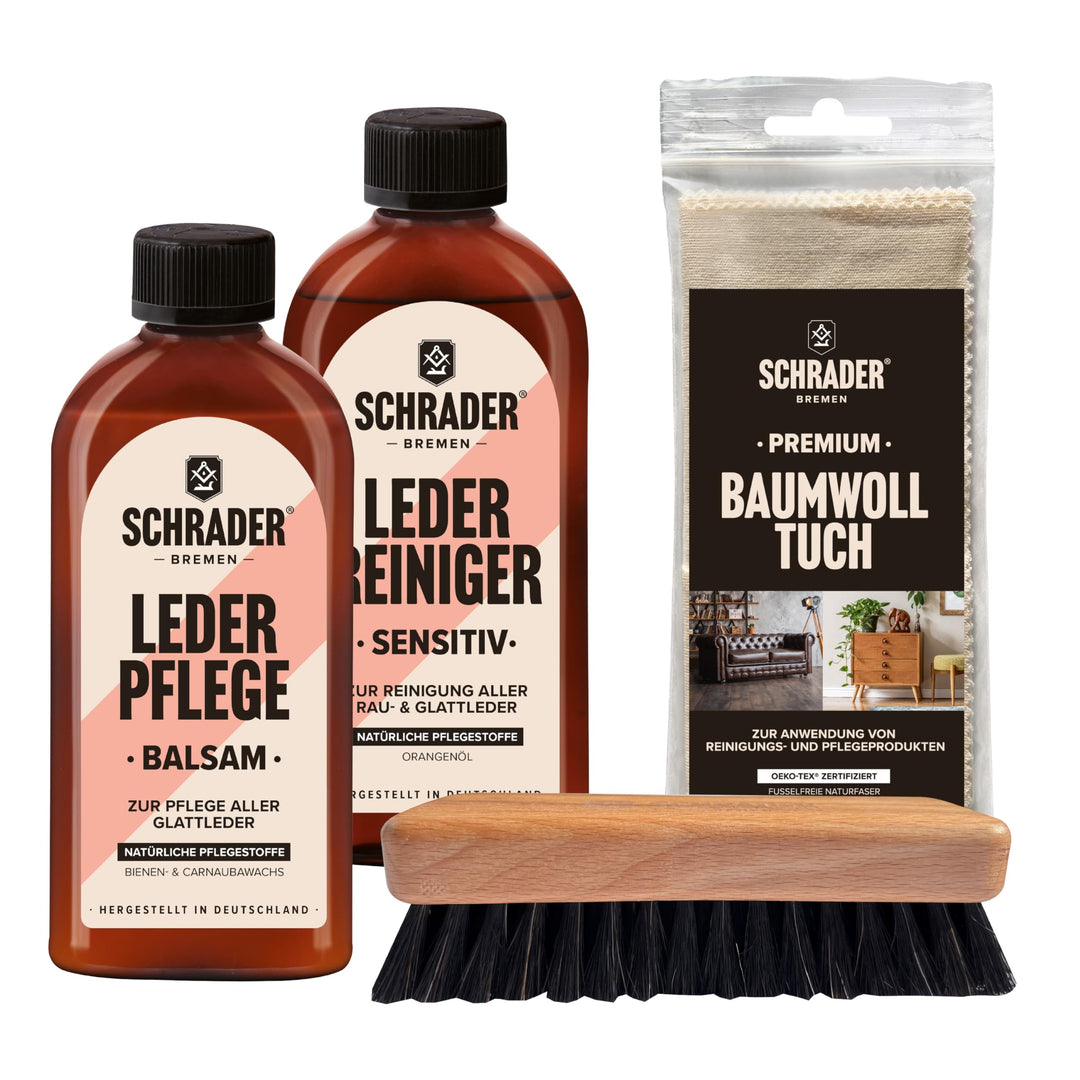 SCHRADER Anzugschuhe Lederpflegeset - Schuhputzset mit Pflegemitteln zur Schuhpflege von Lederschuhe