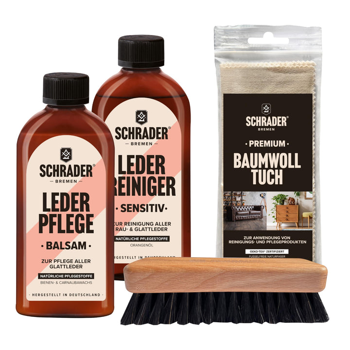 SCHRADER Anzugschuhe Lederpflegeset - Schuhputzset mit Pflegemitteln zur Schuhpflege von Lederschuhe