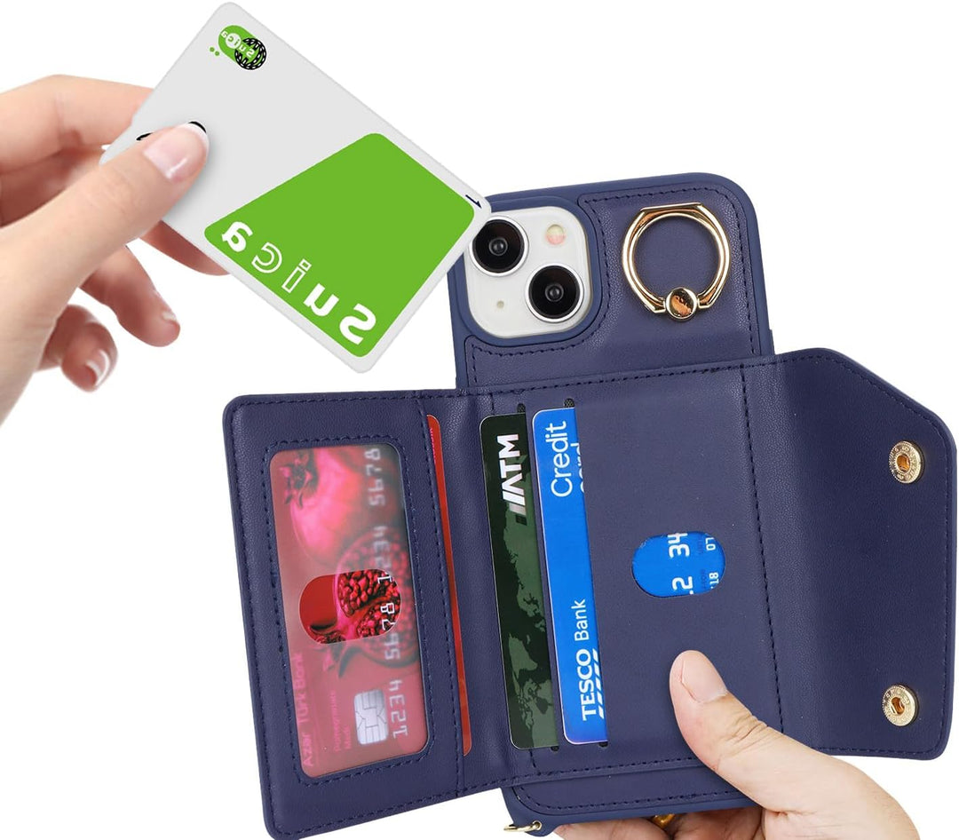 Lipvina Hülle für iPhone 15 Plus Hülle mit Band Kartenhalter handyhülle Hülle für iPhone 15 Plus mit