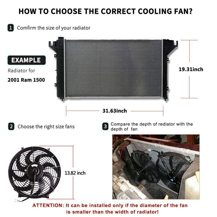Jtron Universal Elektro Kühlerlüfter Slim Fan Push Pull Motorblatt FAN 12 V 80 Watt Montagesatz (10