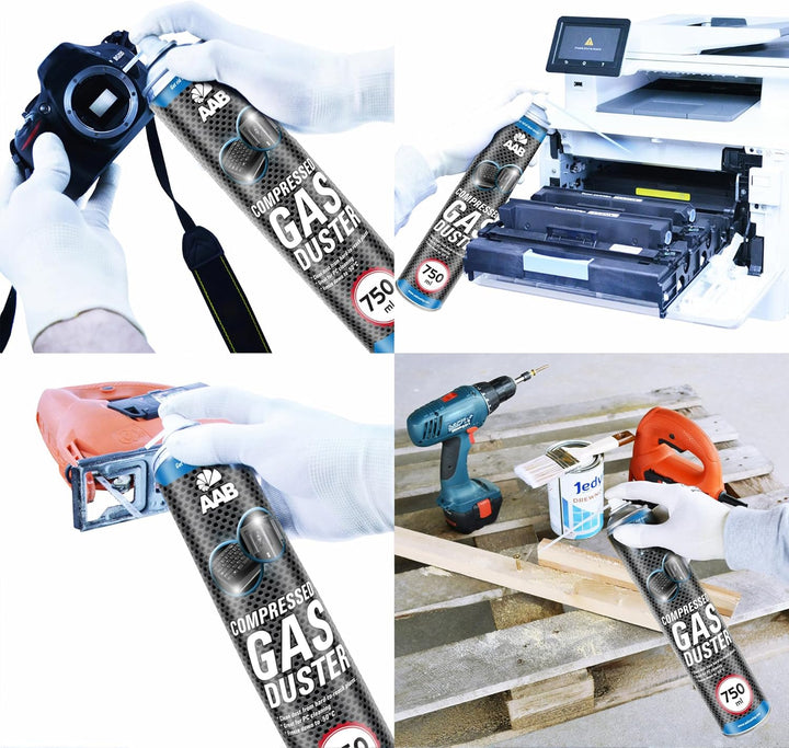 AAB Druckluftspray 7 x 750ml, Druckgasreiniger, Druckluft, Reinigung von Multimedia- und Bürogeräte,