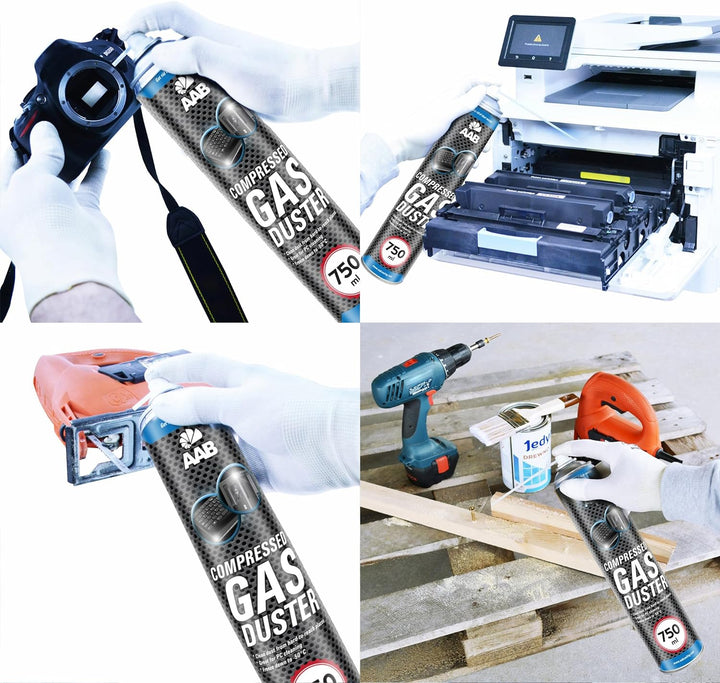 AAB Druckluftspray 7 x 750ml, Druckgasreiniger, Druckluft, Reinigung von Multimedia- und Bürogeräte,