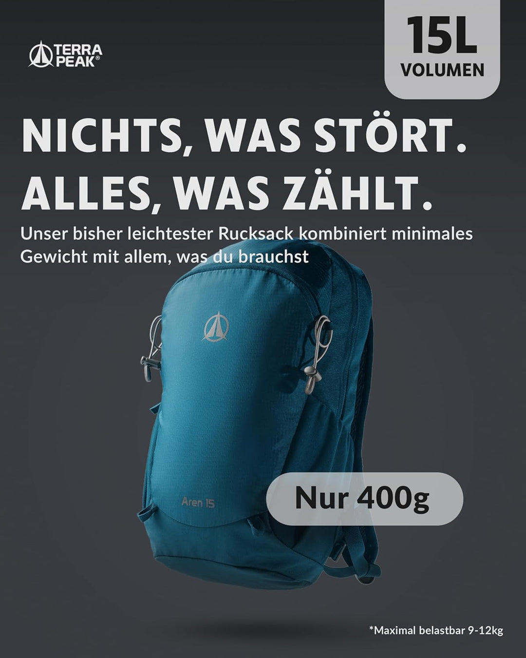 Terra Peak® Premium Wanderrucksack 15L (AREN) für Damen & Herren klein & extra leicht mit Rückenbelü