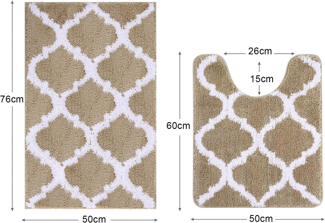 Homaxy rutschfest Badematten Set 2 teilig Weich Hochflor Bad WC Teppich Set Mikrofaser Badvorleger S