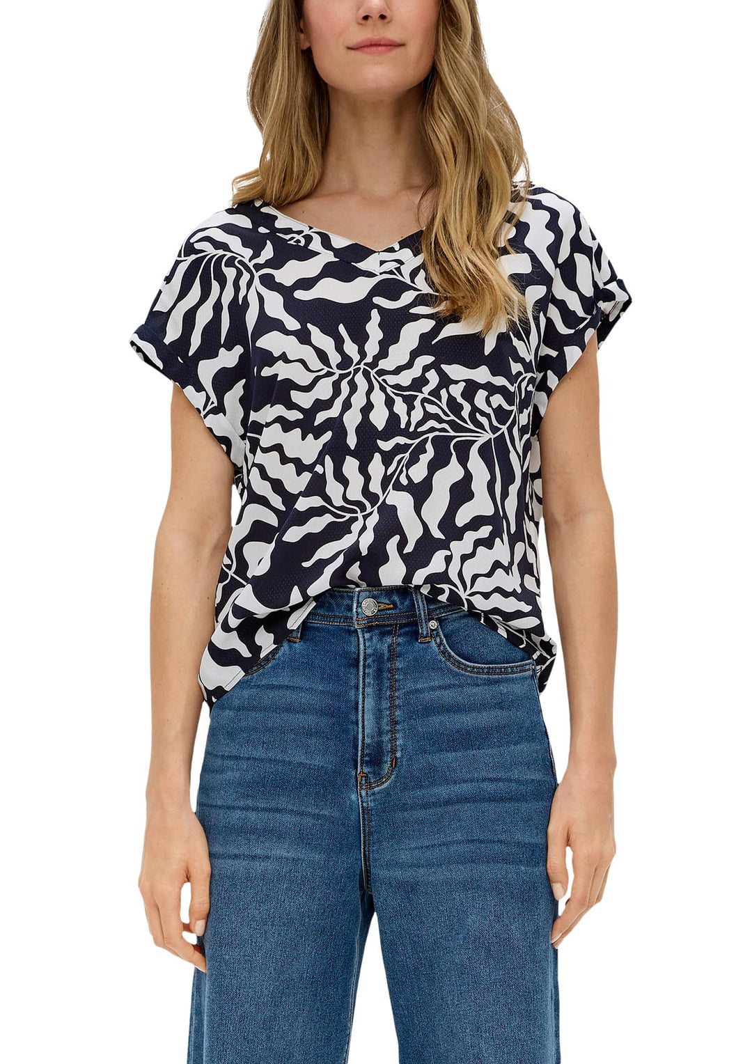s.Oliver Bluse mit gesmoktem Bund 34 Blau 59a1, 34 Blau 59a1