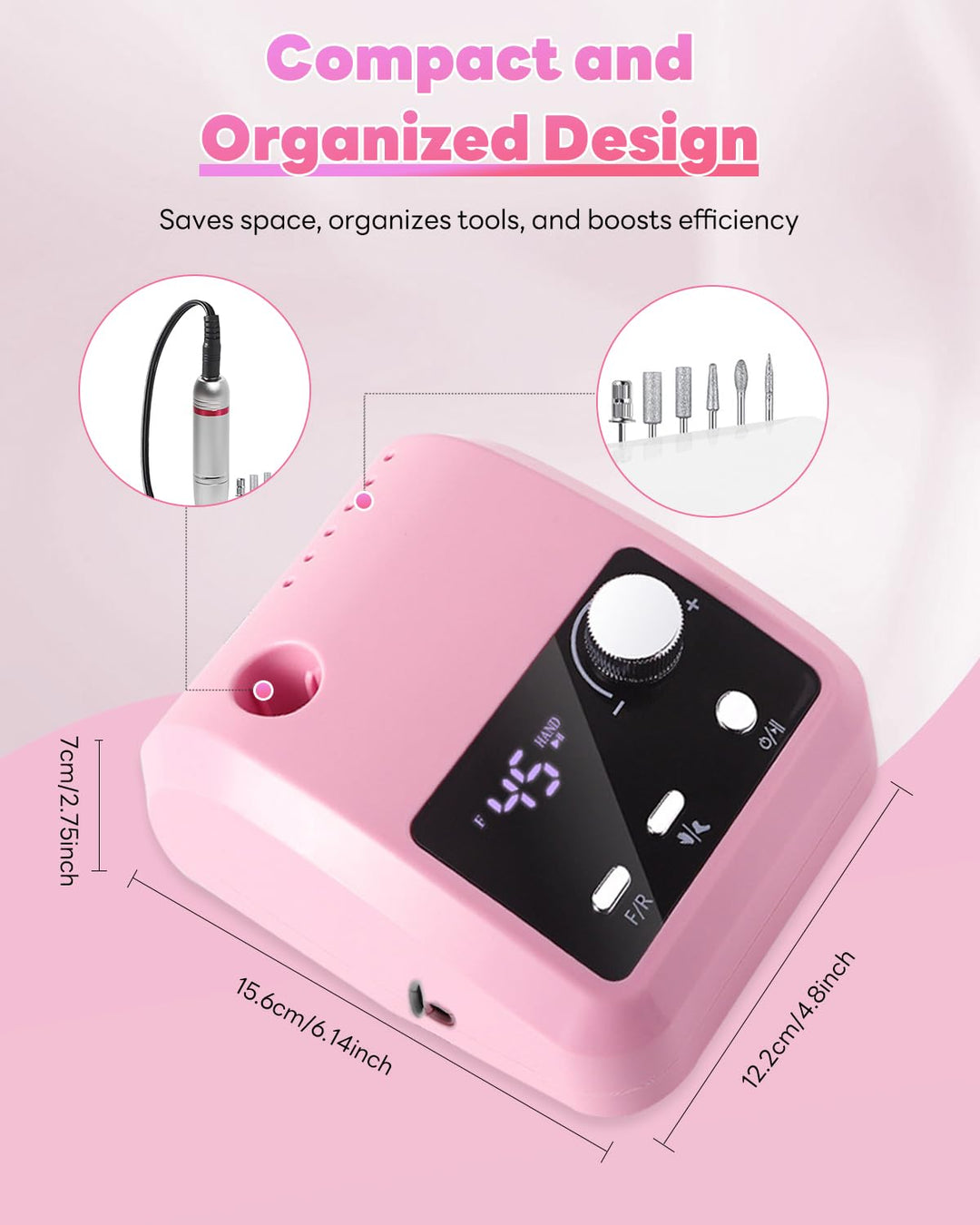 CozyZen Elektrische Nagelfräser Professional: 45000 U/min Nagelpflege-Kit mit LCD-Display, Hand- & F