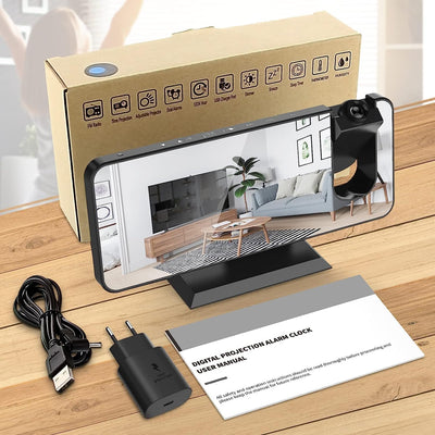 TAKRINK Wecker Digital Radiowecker mit 4 Stufen Bildschirmhelligkeit Projektionswecker mit Temperatu
