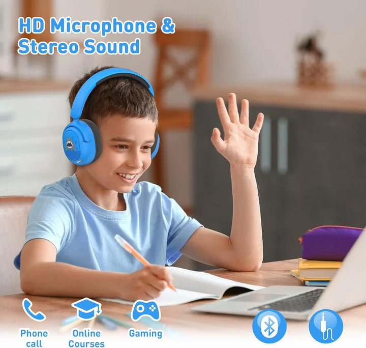 Bluetooth Kopfhörer Kinder, Kabellose KinderKopfhörer mit Mikrofon, 40H Wiedergabe, 74/85/94dB Einst