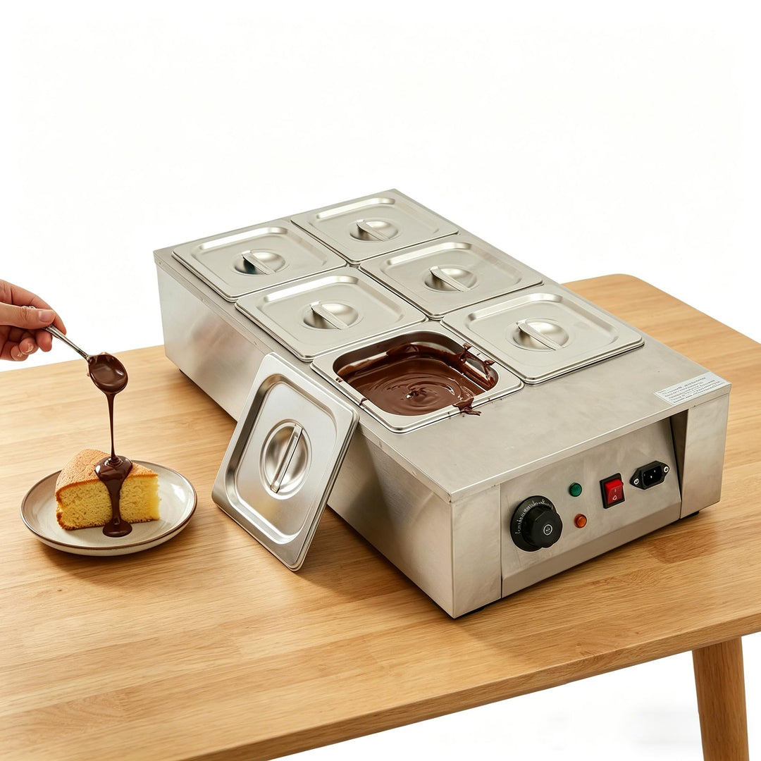 Schokoladenschmelzgerät mit 6 Schmelztiegel 1000W - Elektrische Schokolade Schmelzgerät 0-80°C Edels