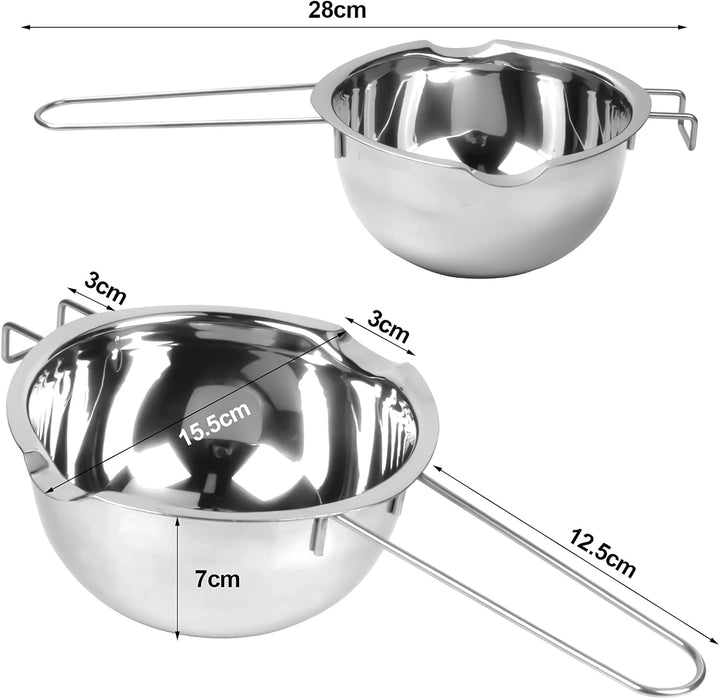 Pinsheng Wasserbad-Schmelztopf, Schmelztopf Edelstahl mit 2 Ausgüssen, Doppelkessel-Schmelztopf für
