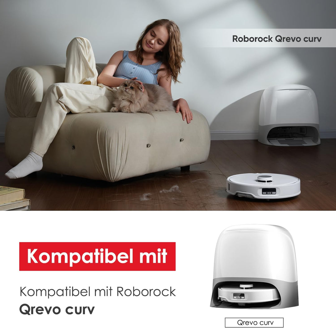 Zubehörset für Roborock Qrevo Curve/Qrevo Edge, oGoDeal 1*Main Rollbürste 4*Staubbeutel 4*Seitenbürs