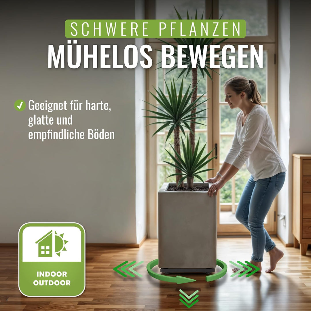 Pflanzwerk® Pflanzkübel Untersetzer *ULTRAFLACHER Designer PFLANZENROLLER* 38x38cm für alle Blumentö