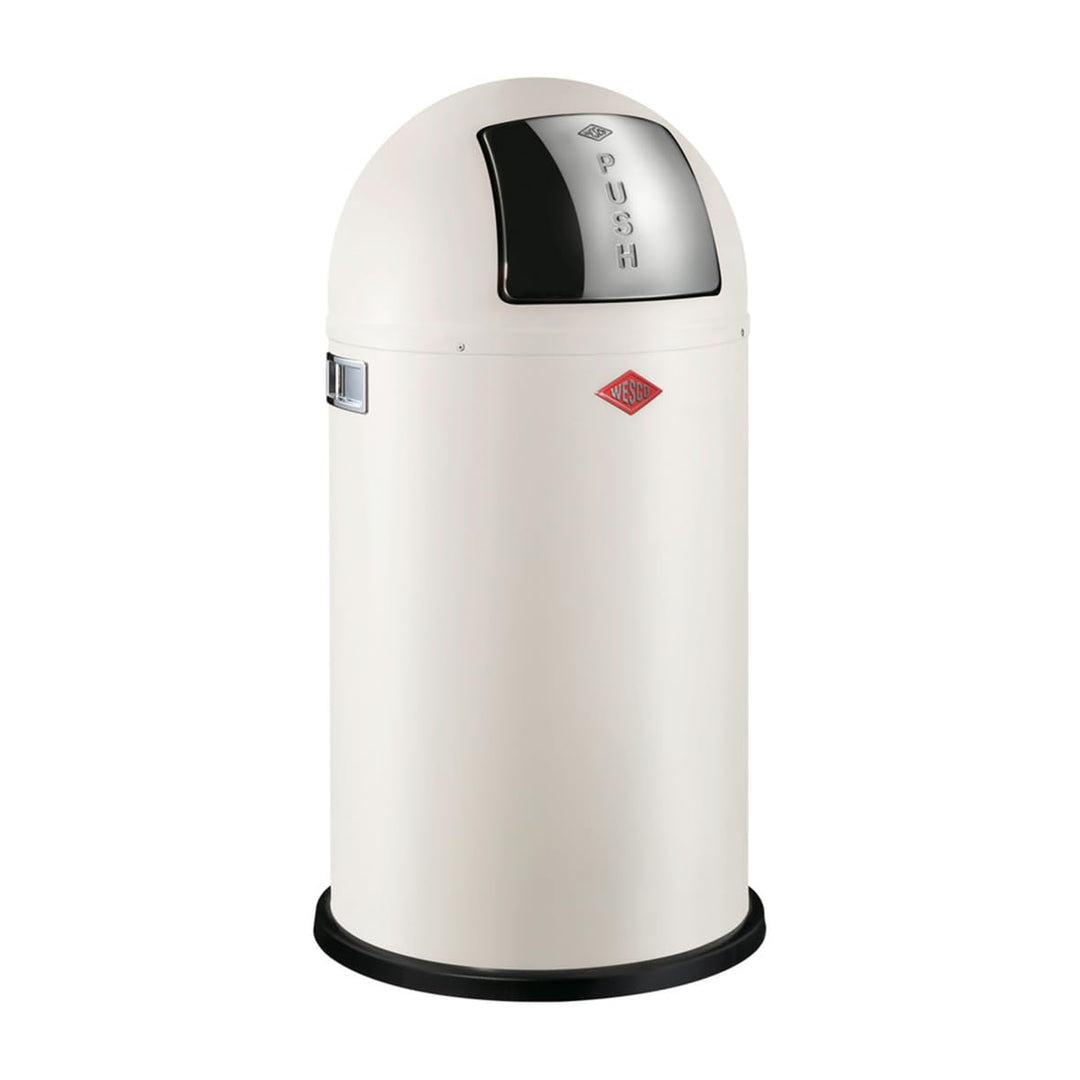 Wesco Pushboy Mülleimer in der Farbe sand matt pulverbeschichtetes Stahlblech, 50 Liter Volumen, gro