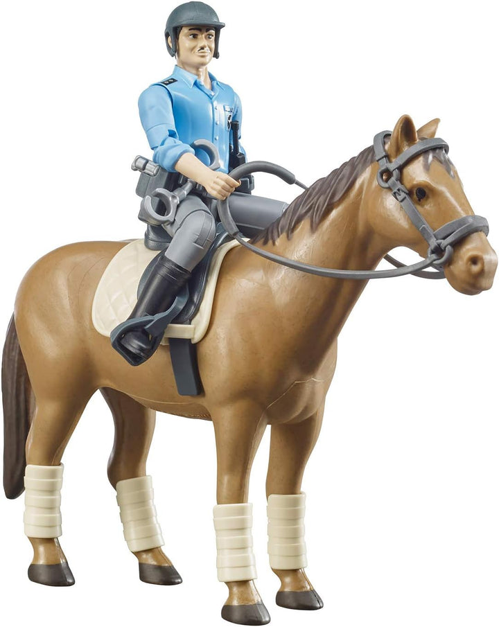 bruder 62507 - Pferd mit Polizisten, Reit- & Polizeiausrüstung - 1:16 Spielzeugfigur, Tier, Polizeis