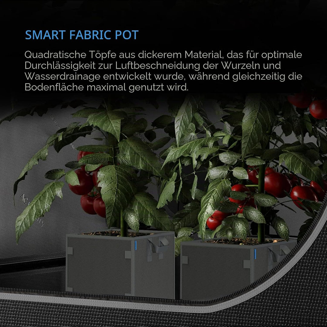AC Infinity Quadratische, robuste Stofftöpfe, 1.8 l Belüftung, wiederverwendbare Pflanzbeutel, für d