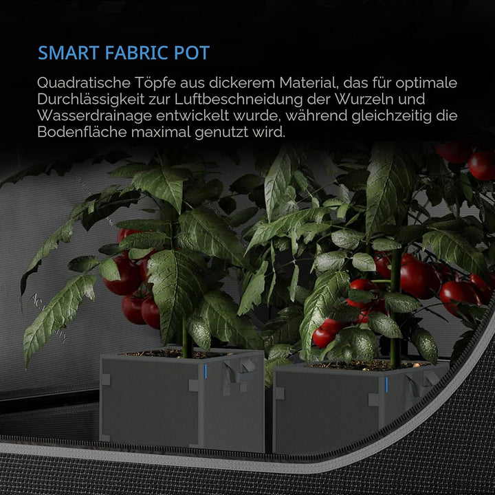 AC Infinity Quadratische, robuste Stofftöpfe, 1.8 l Belüftung, wiederverwendbare Pflanzbeutel, für d