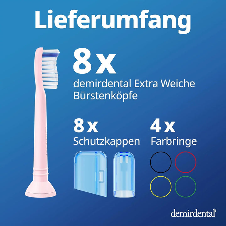 8er demirdental Ersatzbürsten passend für Philips Sonicare, Extra Soft Aufsätze & Aufsteckbürsten, e