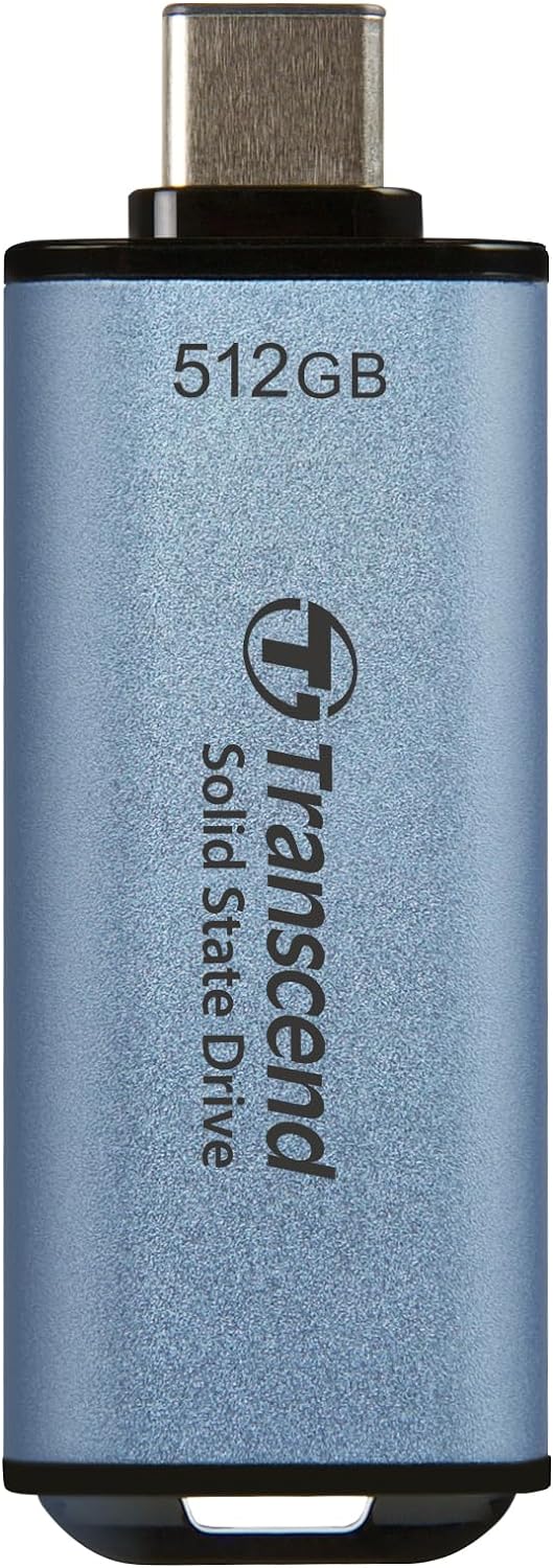 Transcend Portable SSD ESD300C 512GB USB Typ-C 10 Gbit/s PS4/PS5-kompatibel, Blau – TS512GESD300C