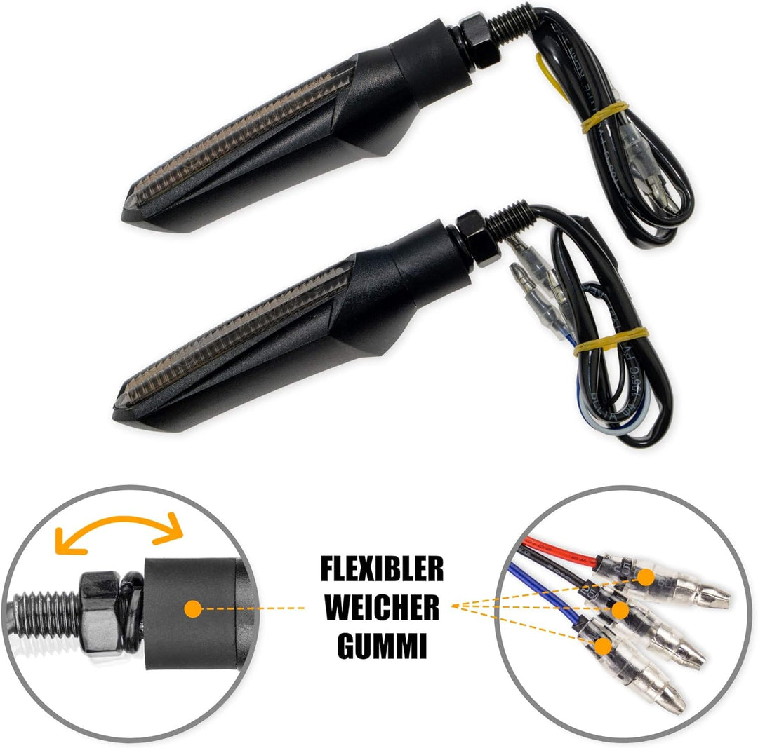 Simda Pro E Mark Led Motorrad Laufeffekt Blinker mit Tagfahrlicht Lauflicht Sequentiell Schwarz Univ