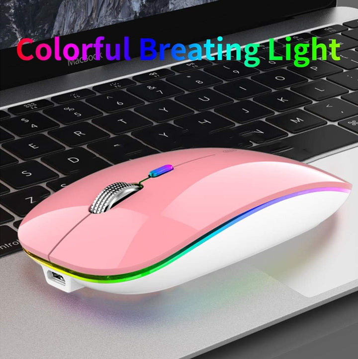 Uiosmuph G12 Maus Kabellos, LED 2.4G Leise Funkmaus Wiederaufladbar Wireless Mousemit Nano USB Empfä