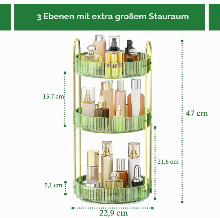 MOKANI Make Up Kosmetik Organizer, 360° Dreh Schmink Organizer, 3 Ebenen, Multifunctional Makeup Ski
