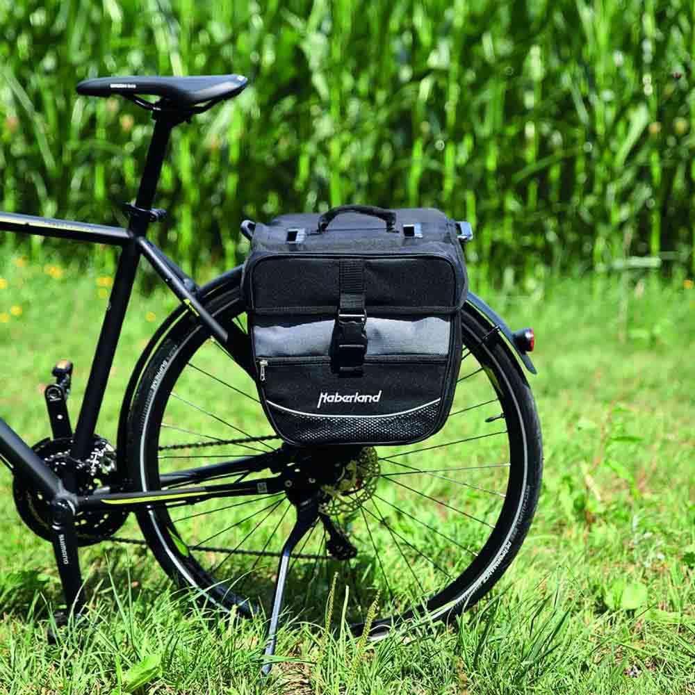 Haberland Fahrradtasche Doppeltasche Einsteiger-Serie Schwarz-silber, Schwarz-silber