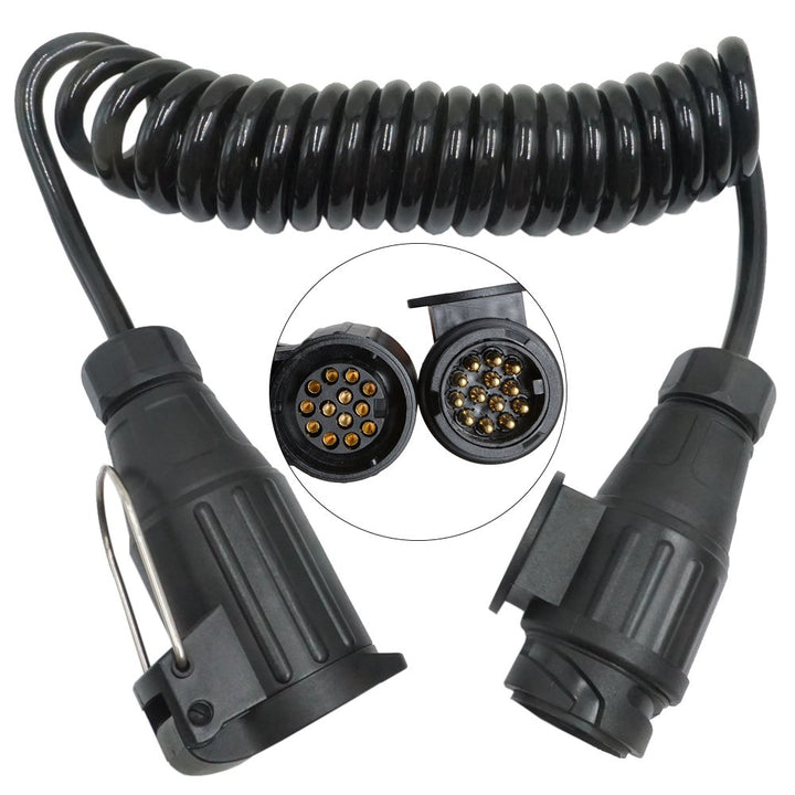 13 polig Anhänger Verlängerungskabel 3m Anhänger Adapterkabel Stecker auf Buchse Kupplung Spiralkabe