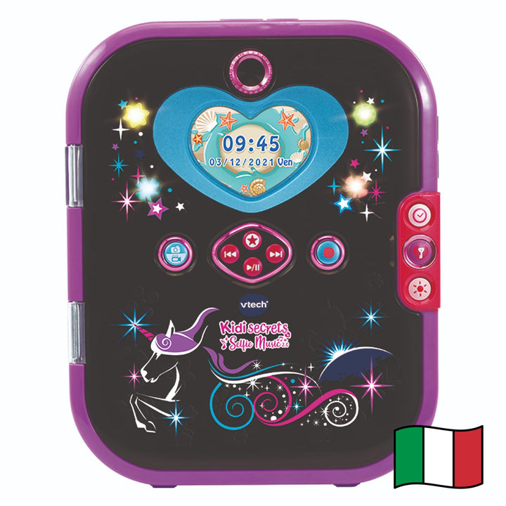 VTech KidiSecrets Selfie Music 2.0 Black Version, interaktives geheimes Tagebuch für Kinder mit Dual