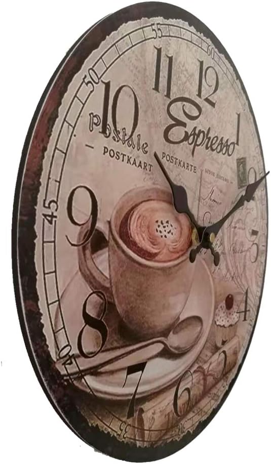 YOAI Wanduhr küchenuhr Vintage Shabby CHIC Antik Nostalgie Rustikale Quarzuhr aus MDF mit lautlosem