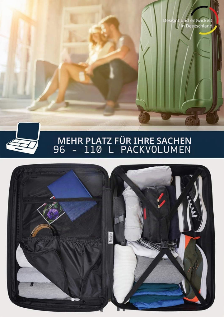 SUITLINE grosser Hartschalen-Koffer Koffer Trolley Rollkoffer XL Reisekoffer, TSA, 76 cm, ca. 96-110