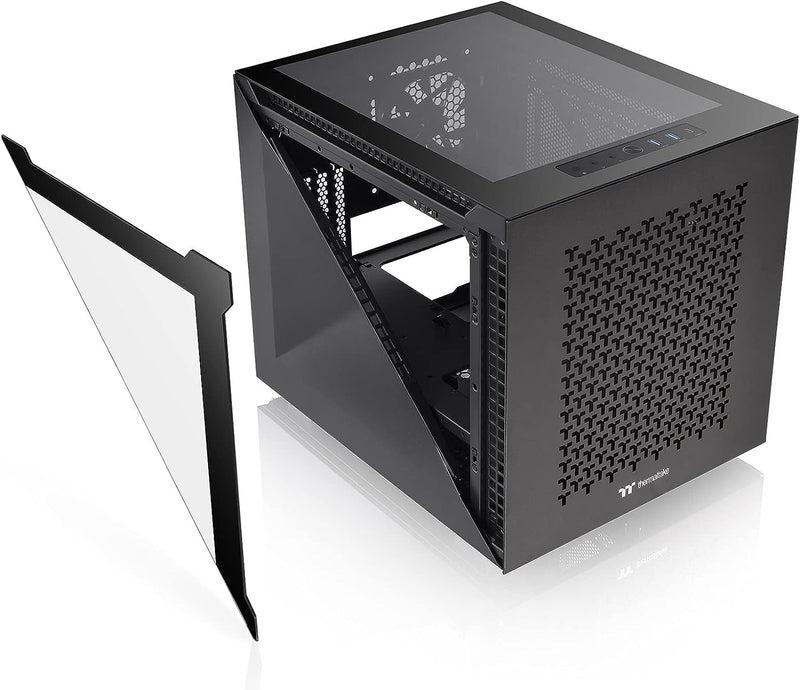 Thermaltake Divider 200 TG Air Black | Micro-ATX-PC-Gehäuse | 2 x gehärtetes 3mm Glasseitenteil | Me