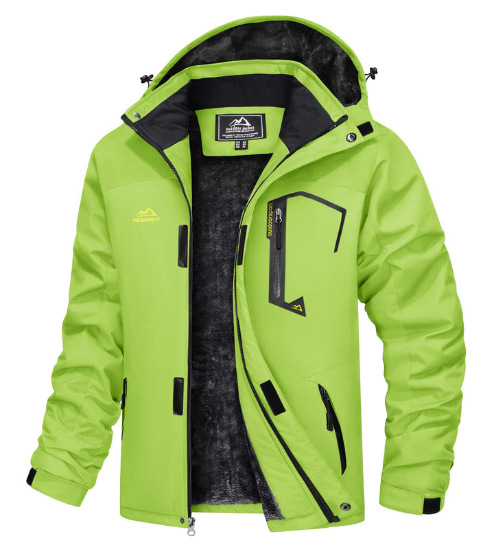 TACVASEN Herren Winter Wasserdichte Winddichte Winterjacke Warme Fleece-Futter Ski Regenmantel mit K
