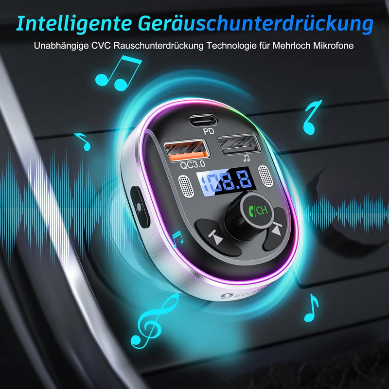 Bluetooth 5.3 FM Transmitter, SONRU Bluetooth Auto Radio Adapter, Metall PD 30W & QC3.0 Schnelles Au