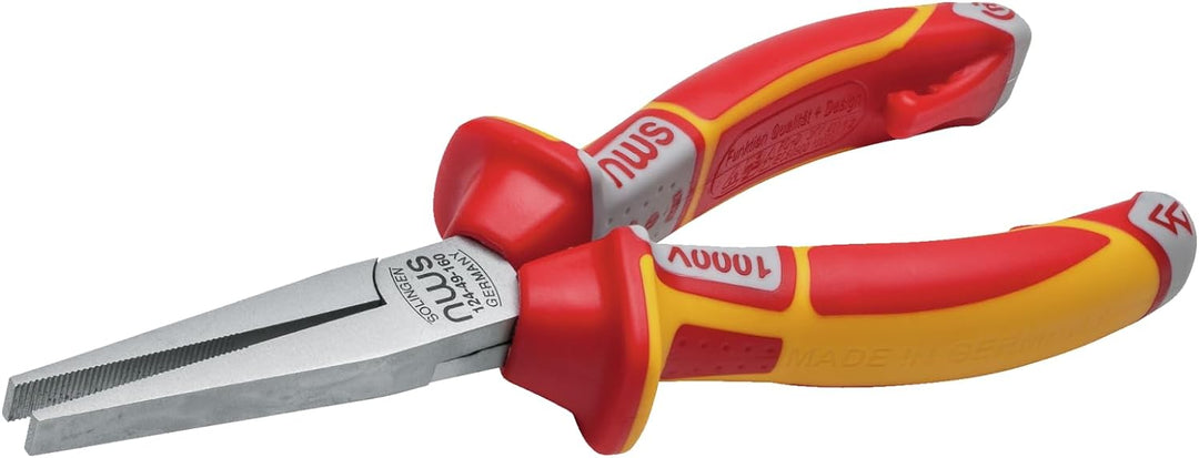 NWS Langbeck-Flachzange VDE, 160 mm | mit langen, flachen Backen | Werkzeugstahl, geschmiedet, ölgeh