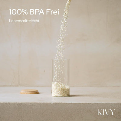 KIVY Vorratsdosen Glas Set [4 x 1200ml] – Hochwertige Glasbehälter mit Deckel aus nachhaltigem Bambu
