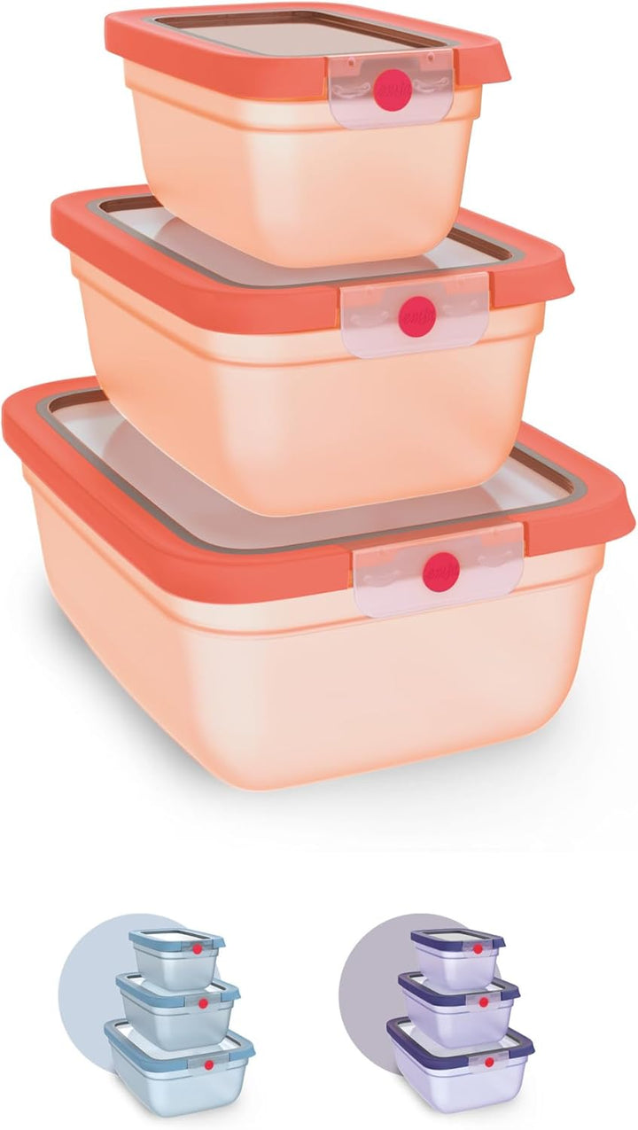 EMSA oneClick Frischhaltedosen, 0,75L, 1,5L, 3,0L, Lebensmittel 2 x länger frisch, 100% dicht, Made