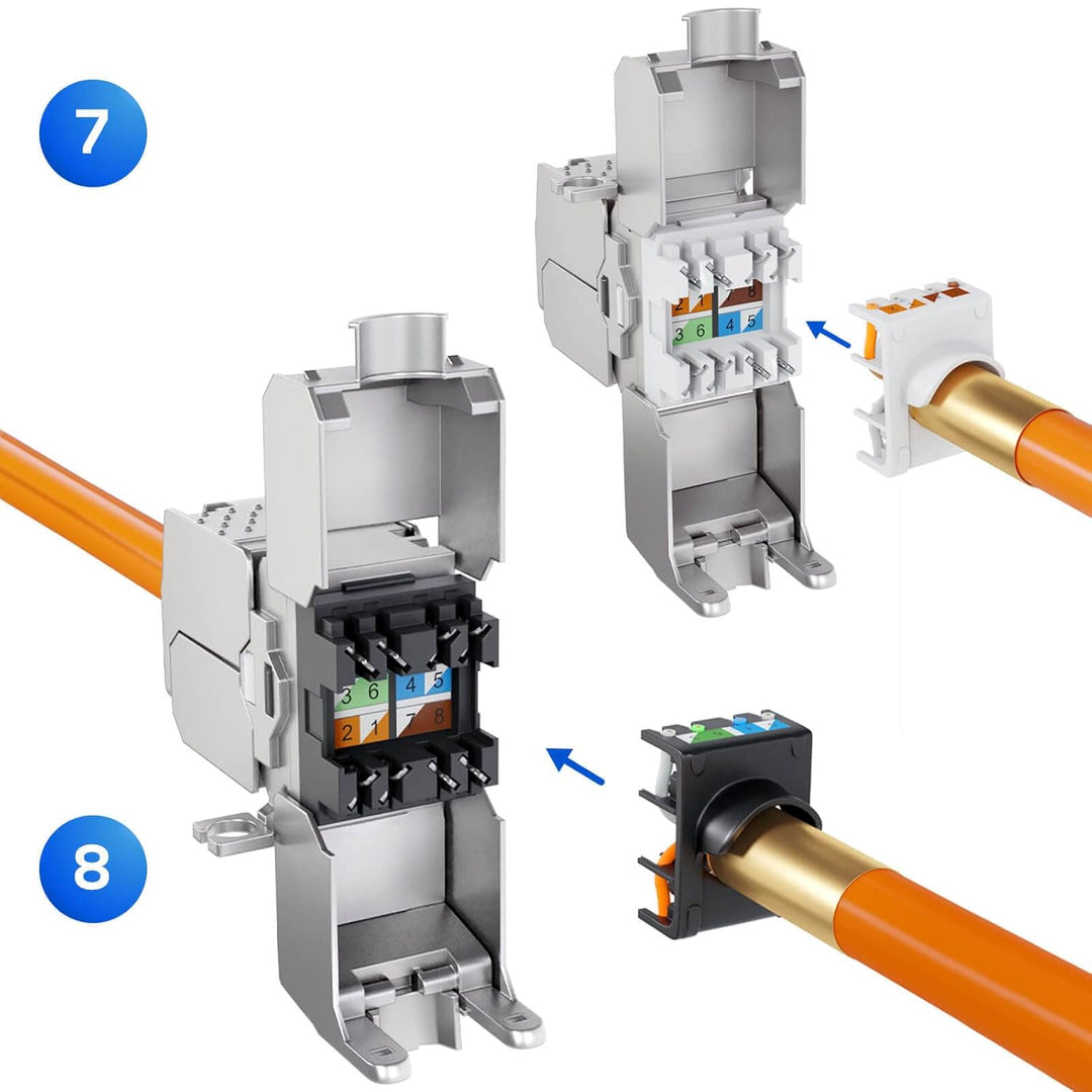 HB-DIGITAL 6x Cat 6a LSA Netzwerkkabel Verbinder 10 Gbit/s werkzeuglose LAN Kupplung & Verlängerung