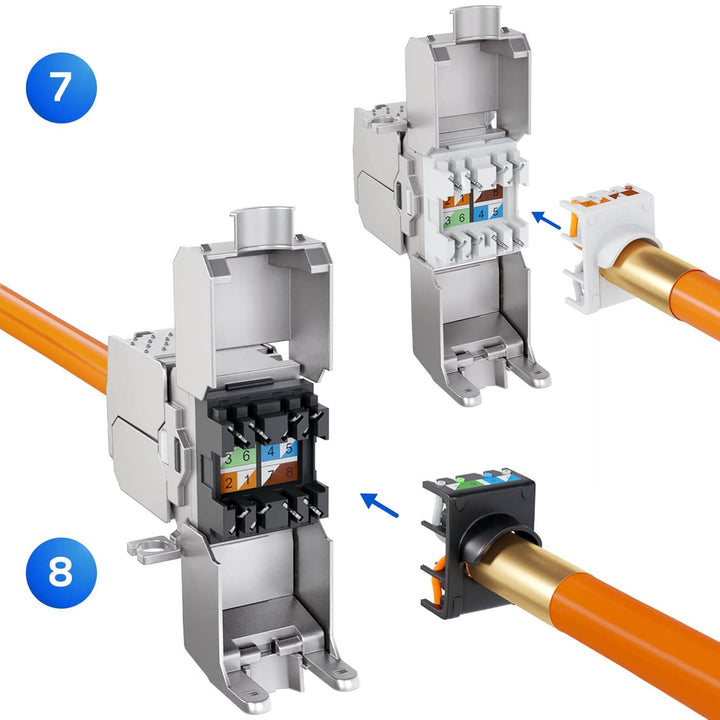 HB-DIGITAL 6x Cat 6a LSA Netzwerkkabel Verbinder 10 Gbit/s werkzeuglose LAN Kupplung & Verlängerung