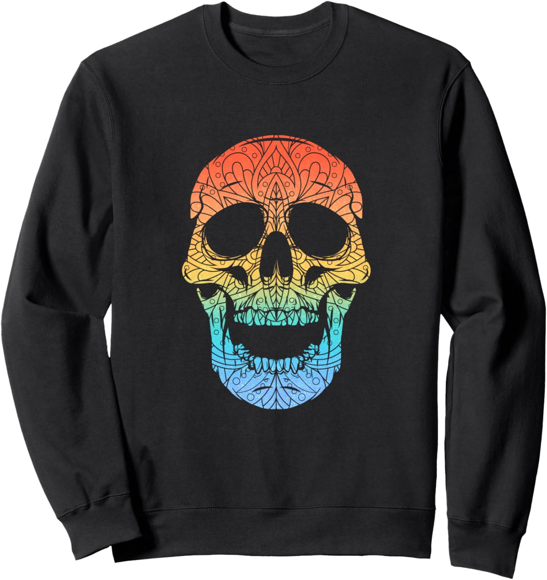 Lässige Regenbogen-Zuckerschädel in grafischer Sweatshirt