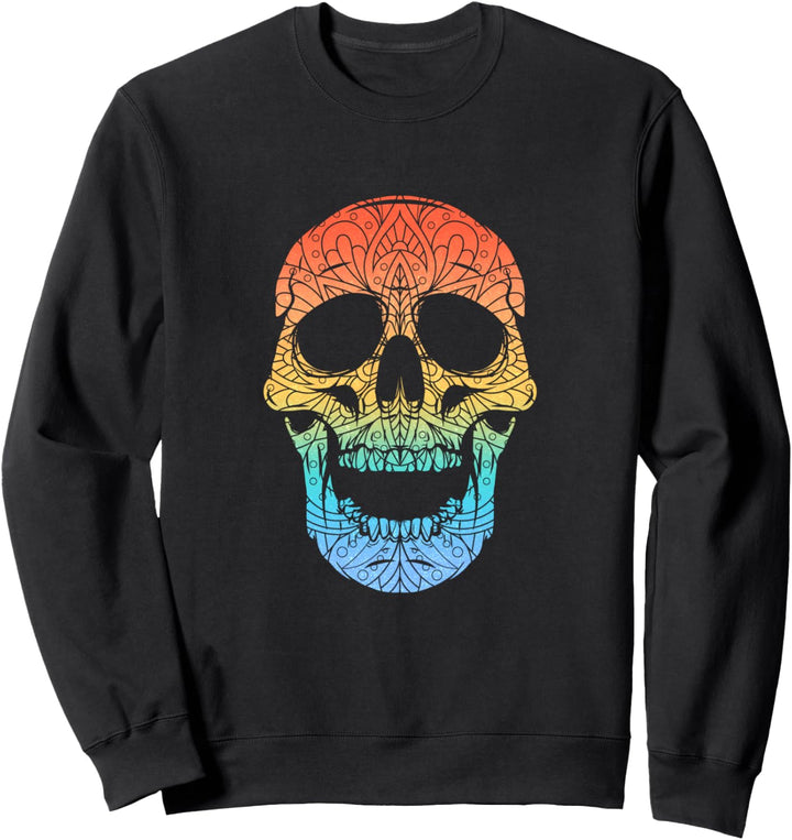 Lässige Regenbogen-Zuckerschädel in grafischer Sweatshirt
