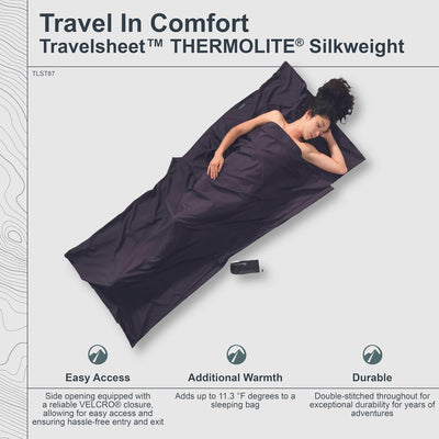 Cocoon Thermo Seidenschlafsack Travel Sheet Silkweight - Thermolite Silk volcano grey, volcano grey