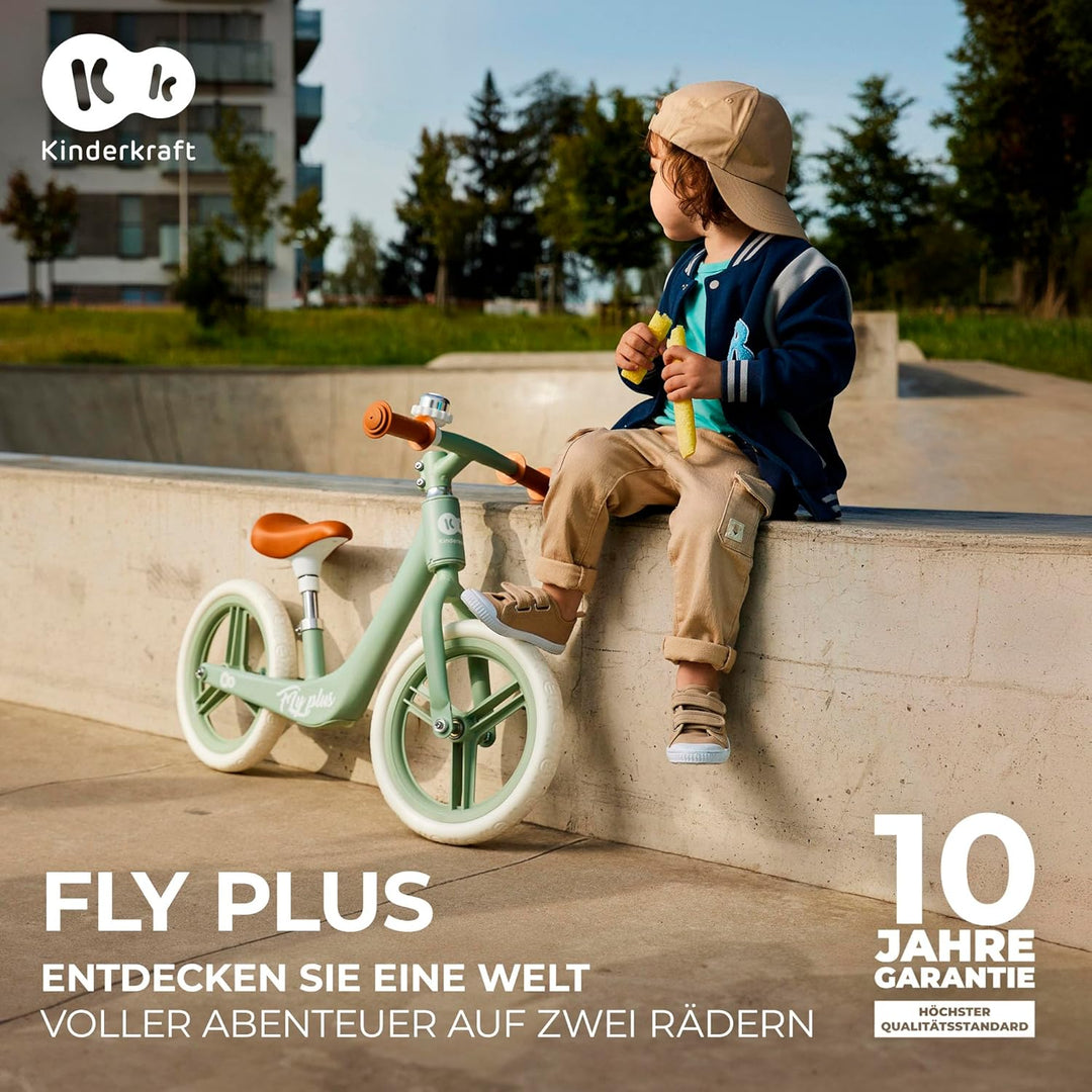 Kinderkraft Laufrad FLY PLUS 2, Lernlaufrad, Kinderlaufrad, Fahrrad mit Zubehör, Klingel, höhenverst