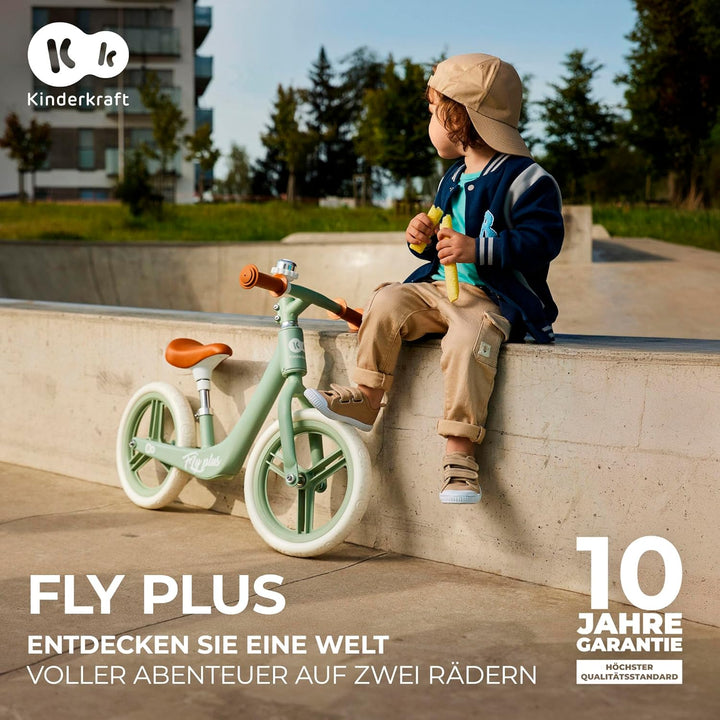 Kinderkraft Laufrad FLY PLUS 2, Lernlaufrad, Kinderlaufrad, Fahrrad mit Zubehör, Klingel, höhenverst